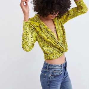 Zara Yellow Bandana print top